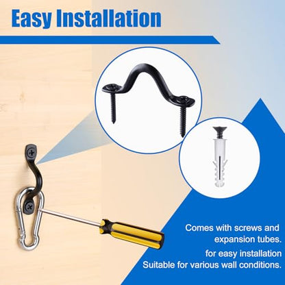 Black 316 Stainless Steel Pad Eye Straps, Marine Grade Footman Loop Kit with Screws & Expansion Anchors, Deck Loops for Bimini Boat Top, Kayak Tie Down, Wall Mount Rigging Hardware - size: 8 Set with Expansion Anchors