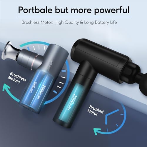 arboleaf Mini Massage Gun Deep Tissue with Metal Heads, Muscle Massager | Premium All-Metal Attachments with a Compact Design and Quiet Motor for Targeted Recovery at Home, the Gym, or on the Go - color: Lightgray