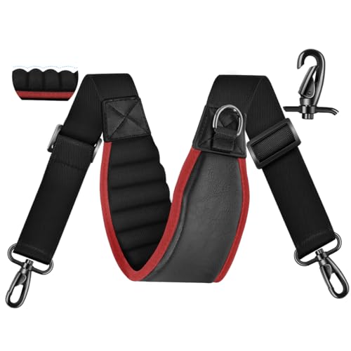 ZINZ Shoulder Strap 67" with Padded, Bag Strap with Dual Buckles and Metal Swivel Hooks for Laptop Bag, Camera Bag and More - color: Black Red