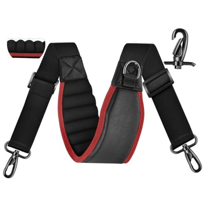 ZINZ Shoulder Strap 67" with Padded, Bag Strap with Dual Buckles and Metal Swivel Hooks for Laptop Bag, Camera Bag and More - color: Black Red