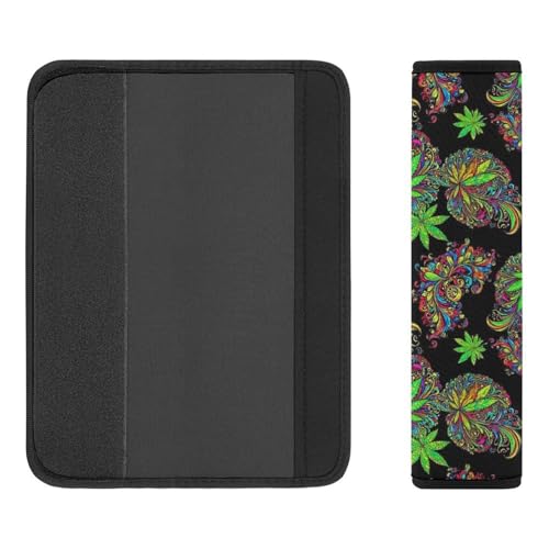 1 Pair Soft Padded Seat Belt Cover for Child, Most Cars, Trippy Weedleaf Leaf Shoulder Harness Cover, Neck and Shoulder Support - color: Pattern 560