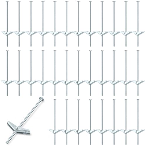 Yaocom 100 pcs 1/8'' x 4'' Toggle Bolts Butterfly Screws Anchors Heavy Duty Wall Anchors for Drywall with Wing Nuts for Hanging Heavy Objects on Drywall - size: 1/8" X 4"