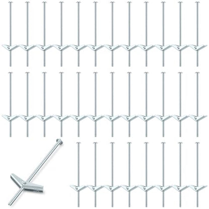 Yaocom 100 pcs 1/8'' x 4'' Toggle Bolts Butterfly Screws Anchors Heavy Duty Wall Anchors for Drywall with Wing Nuts for Hanging Heavy Objects on Drywall - size: 1/8" X 4"