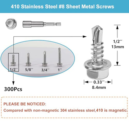 Sheet Metal Screws，Hex #8x1/2‘’（300） | Metal Fastener - color: Hex #8x1/2‘’（300）