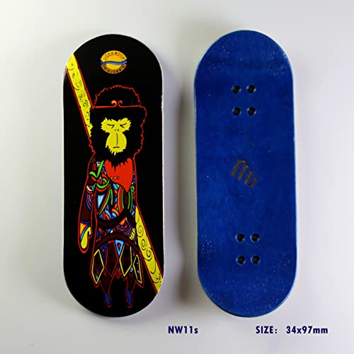NOAHWOOD Fingerboards (NW9.0 Kickflip Deck 98mmx34mm 5-Layer Maple Wooden Handmade)+(Update NOAHii 34mm Trucks)+(NW iii Logo Handmade Wheels) (Monkey King) - color: Monkey King