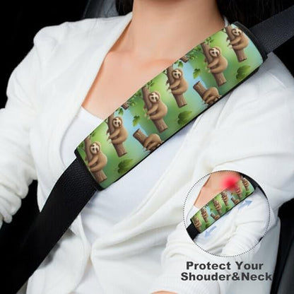 2 Pack Cute Sleep Sloth Car Seat Belt Pad Soft Padded Harness Pads Strap for Child, Car Seats Pushchair Strollers High Chair Pushchair, Anti-Slip Pad - color: Pattern 651