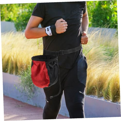 Kichvoe Climbing Chalk Bag Waist Pouch Non-Slip Large Capacity Powder Storage Bag for Outdoor Bouldering and Fitness Training with Drawstring Closure, Red Black