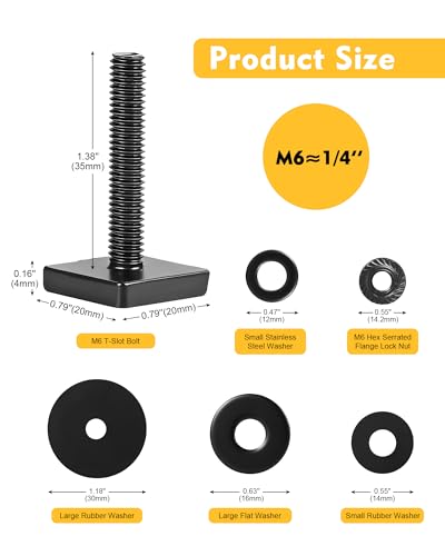 T Slot Bolts for Roof Rack Cross Bars, Platform, Cargo Basket, Stainless Square T Track Bolt Adapter to Secure Bike/Ski/Kayak Rack, Solar Panel, Awning, 4mm Thick - color: M6x35mm,12pk