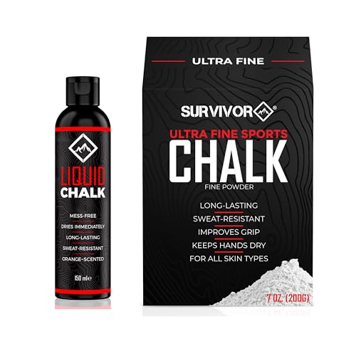 SURVIVOR 150ML Liquid Chalk + 200g Ultra Fine Climbing Chalk Powder Bundle