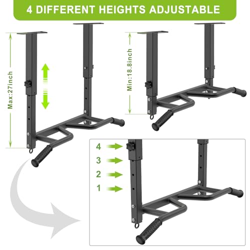 SELEWARE Heavy Duty Welded Pull Up Bar Wall/Joist/Ceiling Mount Chin Up Bar | Multifunctional Pull-up Bars w/Resistance Band Hooks for Home Gym Strength Training, Sturdy Steel Construction Support 500 lb - color: F1: Black 24" Ceiling Mount Pull Up Bar