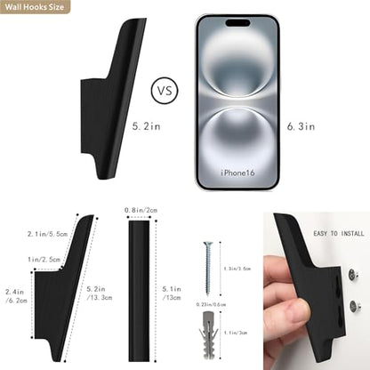 Wood Wall Hooks 4 Pack Coat Hooks Wall Mount Black Wooden Hooks for Hanging Hat, Bag, Backpack, Rustic Coat Hooks for Wall, Wood Towel Hooks for Bathrooms and Entryway Hooks (Black) - color: Black