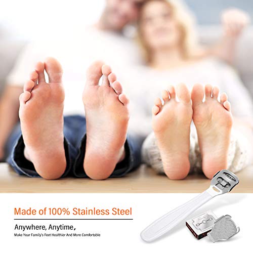 Callus Shaver Set, 50 Blades 1 Stainless Steel Shaver 1 Foot File, 52 Pcs | Callus Remover for Feet and Hands, Foot Razor Kit, Hard Skin, Replacement Blades Included