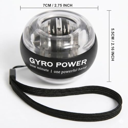 Auto-Start Wrist Power Gyro Ball with Counter & LED, Hand Grip Strength Trainer, Forearm Strengthener, Wrist Exerciser for Arm, Shoulder Relief, Gyroscopic ball for Athletes, Office & Rehab