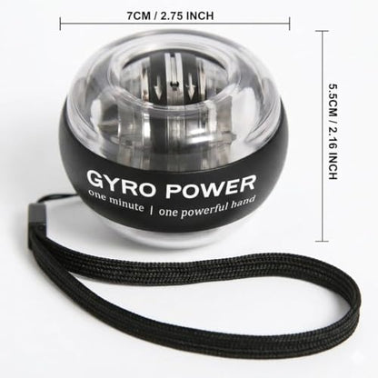 Auto-Start Wrist Power Gyro Ball with Counter & LED, Hand Grip Strength Trainer, Forearm Strengthener, Wrist Exerciser for Arm, Shoulder Relief, Gyroscopic ball for Athletes, Office & Rehab