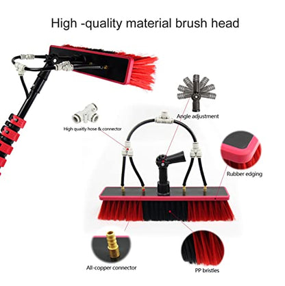 3.6~10.8m Window Cleaning Pole, Water Fed Telescopic Brush, Window Cleaner Kit, Extendable Solar Panel Washing Equipment Cleaning Conservatory Roof Extendable Cleaner Con - color: 35cm Brush Head, size: 12FT/3.6M