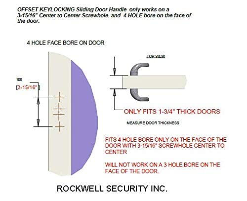 Rockwell Security Charlotte Offset Key Locking Sliding Door Handle with 3/4 Inch Keylock White Fits 1-3/4 Inch Thick Door with 4 Screw Holes - color: White