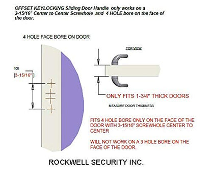 Rockwell Security Charlotte Offset Key Locking Sliding Door Handle with 3/4 Inch Keylock White Fits 1-3/4 Inch Thick Door with 4 Screw Holes - color: White