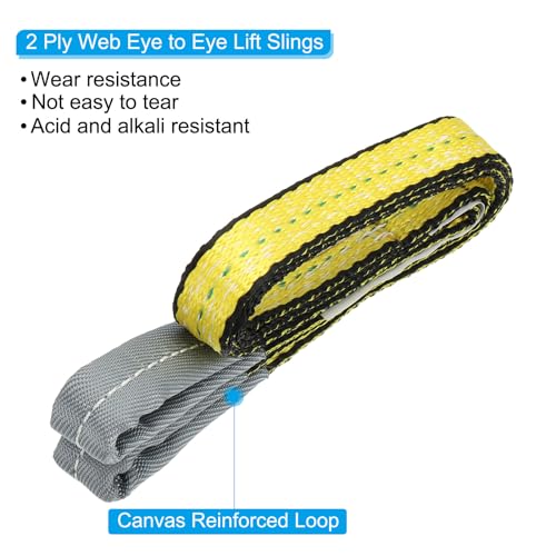 PATIKIL Lift Strap 1" x3', 2-Ply Polyester Tie Down Web Straps 3100lbs Capacity for Lifting Moving Rigging Hoisting, Yellow - size: 1"x3'