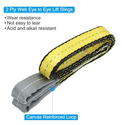 PATIKIL Lift Strap 1" x3', 2-Ply Polyester Tie Down Web Straps 3100lbs Capacity for Lifting Moving Rigging Hoisting, Yellow - size: 1"x3'