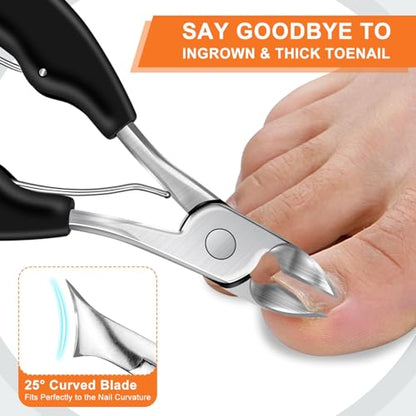 Toenail Clippers for Thick Toenails, DRMODE Heavy Duty Toe Nail Clippers for Thick Ingrown Nails for Seniors with Wide Opening, Professional Fingernail Clipper Nail Cutter Trimmer for Men with Catcher - style: 2PCS Toenail Clippers