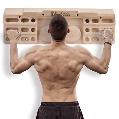 Two Stones Wooden Hangboard Rock Climbing Pull Up Bar Designed Training for Climbing, Wooden Fingerboard Climbing Training Board for Building Core Strength and Endurance (CJ-HB2003)