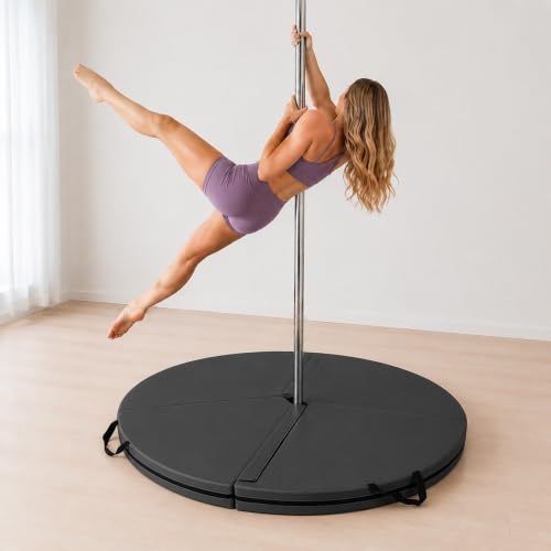 HARELA Pole Standard Dance Mat - Foldable Crash Mat, Fitness Gymnastic Yoga Safety Protection Pad, for Fitness Gymnastics Yoga Home Studio, 4 Panel Foldable - color: Black, size: 120*10cm/47.2*3.9"