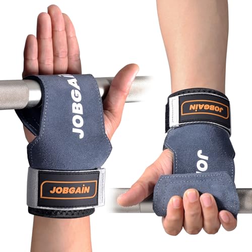 Weight Lifting Wrist Strap for Men & Women, 1 Pair | Double Layer Leather, For Deadlift and Powerlifting, Adjustable Neoprene Padded Wrist Wraps - color: Grey