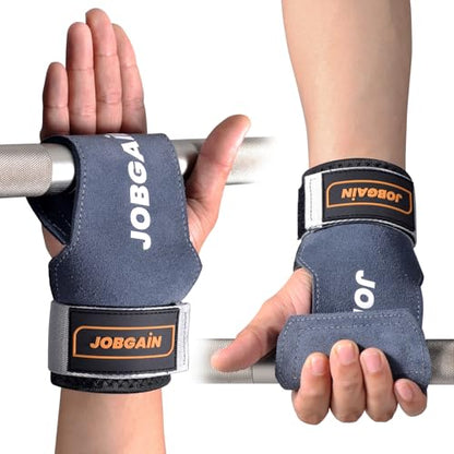 Weight Lifting Wrist Strap for Men & Women, 1 Pair | Double Layer Leather, For Deadlift and Powerlifting, Adjustable Neoprene Padded Wrist Wraps - color: Grey