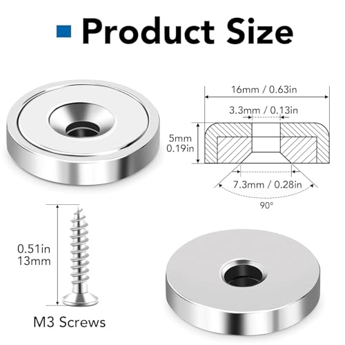 LOVIMAG Strong Neodymium Rare Earth Magnets, 20LBS-6 Pack | Heavy Duty Cup Magnet with Countersunk and Screws for Tool Room, Kitchen Doors, Wall Mounting, Office - size: 20lbs