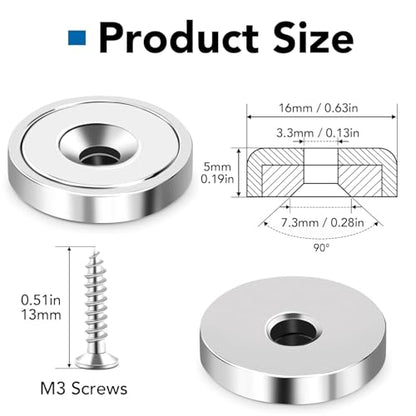 LOVIMAG Strong Neodymium Rare Earth Magnets, 20LBS-6 Pack | Heavy Duty Cup Magnet with Countersunk and Screws for Tool Room, Kitchen Doors, Wall Mounting, Office - size: 20lbs