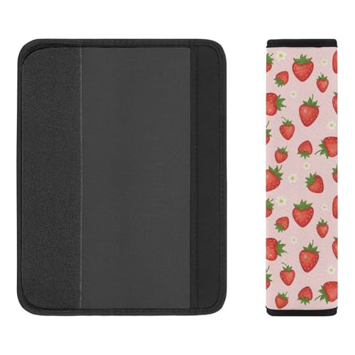 2PCS Strawberry Fruit Pattern Cute Pink Car Seat Straps Shoulder Pads Soft Padded Seat Belt Cushion for Adult Use, Car Seats Pushchair Strollers High Chair Pushchair, Anti-Slip Pad - color: Pattern 413
