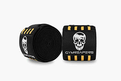Gymreapers Knee Wraps for Squats and Powerlifting 72 Inch Compression Wraps with Strap for Men & Women Weightlifting Support - color: Desert Tan