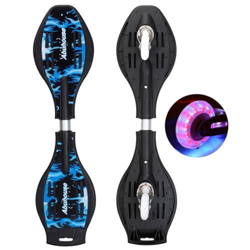 Simcat Caster Board, Skateboard with 360-degree Casters and Illuminating Wheels, Lightweight Durable Twistboard for Kids, Teenagers and Adults - color: A