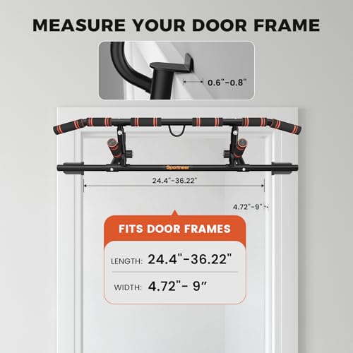 Sportneer 2026 Upgrade Pull up Bar for Doorway with Folding Handle, Door Pull up Bar Door Frame Multi-grip Upper Body Trainer, 440lb, Indoor Fitness for Home Gym Strength Training - US Patent Pending