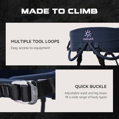KAILAS Airo Rock Climbing Harness Men Roofing Harnesses Rescue Mountaineering Safety Belt Women Comfortable Lightweight - color: Navy Blue, size: X-Large