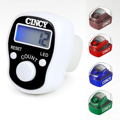 CINCY Clicker Counter with LED for Day & Night Use - Instant Reset, Accurate & Quiet, Long Battery Life - for People, Laps, Pitch, Golf, Baseball, Fish Counting, for Prayer, Everyday Prayer – 1 Pack - color: White
