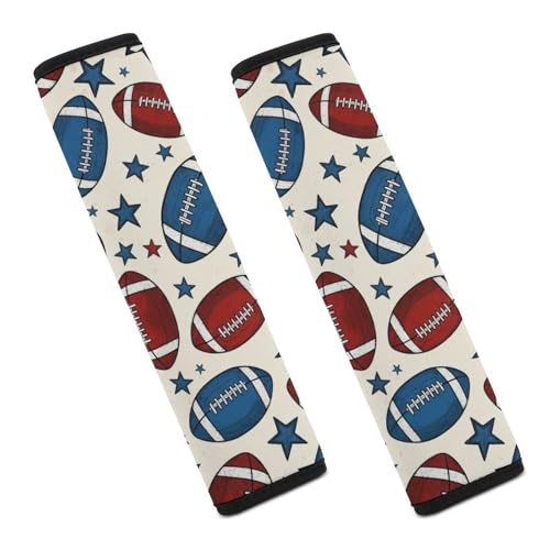 2 Piece Rugby Football Art Star Seat Belt Shoulder Pad Universal Soft and Comfortable Automotive Seat Belt Protector for Elderly Support, Most Cars, Comfortable Driving - color: Pattern 335