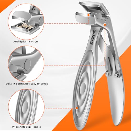 Toenail Clippers for Thick Nails for Seniors, Angled Head Large Toe Nail Clippers for Men with Catcher, Heavy Duty Wide Opening Fingernail Clippers Nail Cutter- Silver - style: Silver Wide Opening & Angled Head