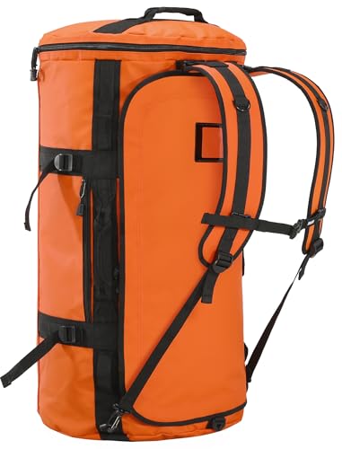 MIER Large Duffle Bag Backpack for Travel Camping Gym Sports, 45L/60L/90L | Water Resistant, Convertible Duffel, Detachable Backpack Straps, Shoe Compartment, Heavy-Duty Tarpaulin, 3 Sizes - color: Orange, size: 45L