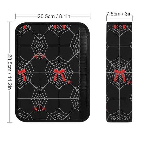Universal Fit Seat Belt Shoulder Pad for Adult Use, Most Cars, 2 Pack Funny Halloween Spider Web Black and White Harness Pads Strap Pressure Relief - color: Pattern 1172