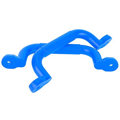 Playground Safety Handle, Blue Plastic Non-Slip Climbing Frame Grips for Kids Outdoor Indoor Garden, Swing Set and Tree House Accessories with Mounting Hardware, Ages 5+