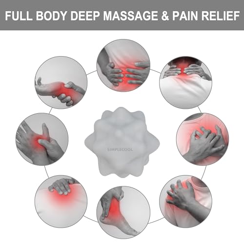 Small Spiky Massage Ball Trigger Point Massage Tool 2.2"×2.1" Gray | Solid Bumpy Massager for Deep Tissue Myofascial Release Hand Foot Plantar Fasciitis Pain Relief Knots Acupoint Yoga Fitness - color: Gray