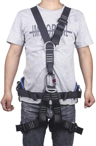 Climbing Seat Belt, Caving, Rock Climbing and Rappelling Equipment, Body Guard Protect, Rappelling Rescuing Equip - color: Black & Dark Blue-01
