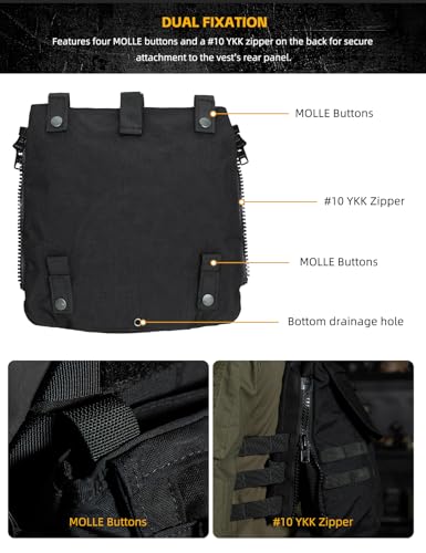 IDOGEAR Tactical Zip-on Panel Pouch Military Backpack Vest Accessory Bag for CPC AVS JPC2.0 - color: C:black
