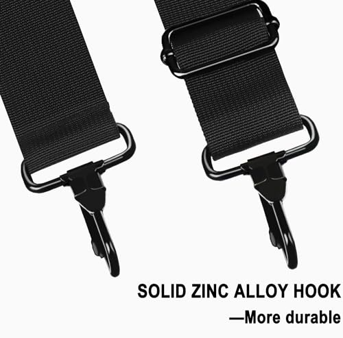 BOOEUDI 56 inch Shoulder Strap, Universal Adjustable Thick Soft Duffel Bag Shoulder Strap Replacement Comfortable Belt with Metal Swivel Hooks for Laptop Messenger Bag, Briefcase, Shoulder Bag, Black - color: Black