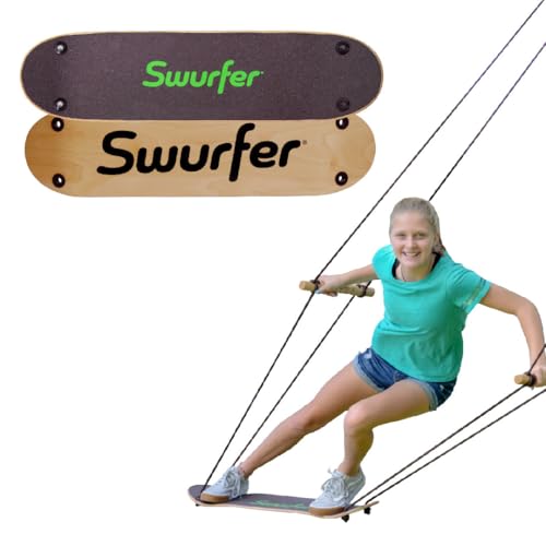 Swurfer Stand Up TreeSkate Outdoor Swing - Tree Swing for Kids with Adjustable Handles, Kids Outdoor Play Equipment, Durable, Weatherproof, Easy Installation, Holds Up to 200 lbs, Ages 6+ (Natural) - color: Brown