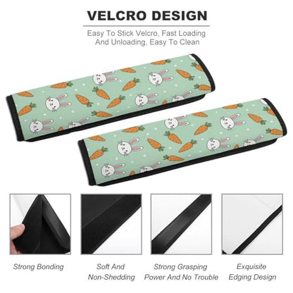 2PCS Cartoon Rabbit Cute Bunny Carrot Car Seat Belt Pad Universal Fit Seat Belt Covers Cushion for Kids, Car Seats Pushchair Strollers High Chair Pushchair, Easy Install (No Tool) - color: Pattern 903