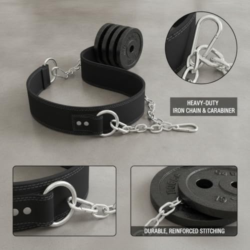 Fits Standard Weight Plates: Iron Chain Weighted Dip Belt for Pull-Ups, Dips, and Strength Training