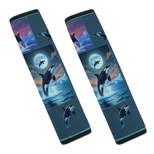 2PCS Ocean Whale Killer Whale Car Seat Belt Pad Breathable Shoulder Protector for Girls and Boys, Most Cars, Anti-Slip Pad - color: Pattern 352