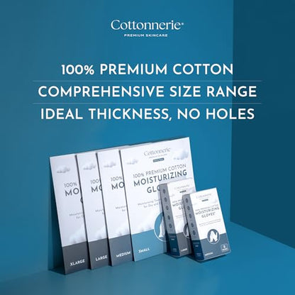 4 Pairs Cottonnerie Original Cotton Gloves for Dry Hands Sleeping, Moisturizing Gloves Overnight, Hand Moisturizer Gloves, Moisture Gloves for Dry Hands Overnight, Sleeping Gloves, Small - size: Original Small